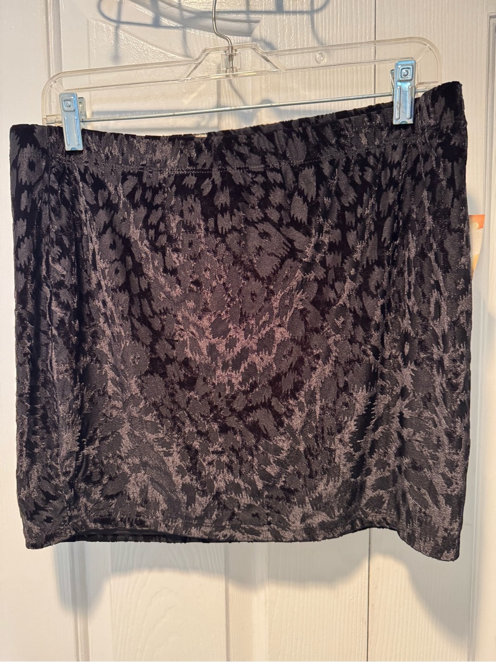 Mudd Black Velvet Burn Out Leopard-Print Mini Skirt
